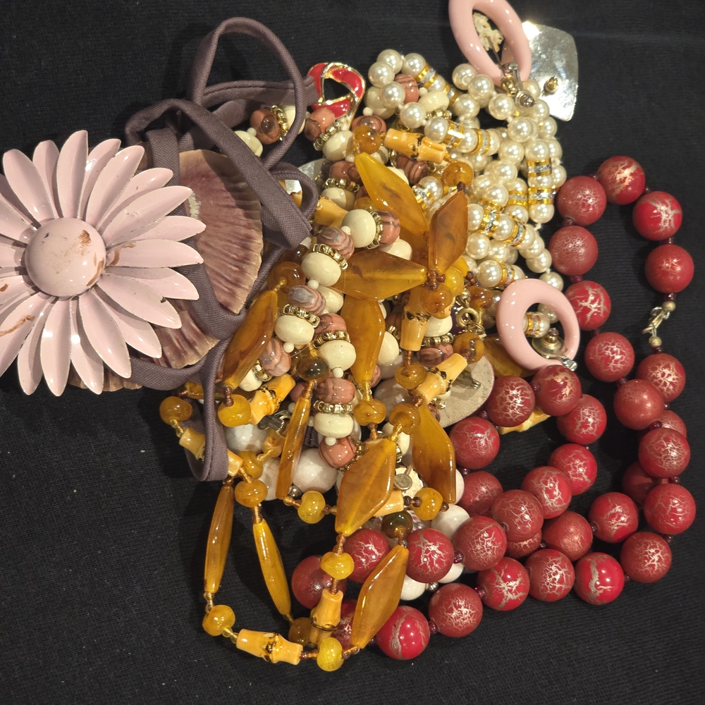 Multiples Vibrant Red and Orange Necklace Collection